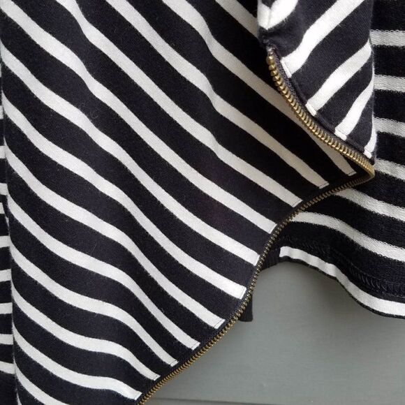 Caslon (Nordstrom) Black/White Striped Sweater/Sweatshirt/MOTO Jacket Size Small - Picture 9 of 13